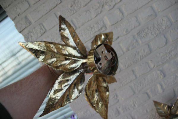 PAIR Hollywood regency WILLY DARO for Massive Wall lamps sconces flower 70s