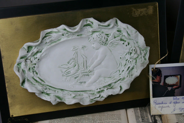 Beautiful PAIR Porcelain bisque frame plaques  gianni Visentin sculpture signed