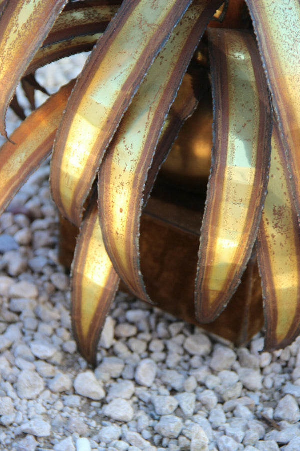 Hollywood regency Palm pineapple leaves metal gold gilt lamp attr.maison jansen
