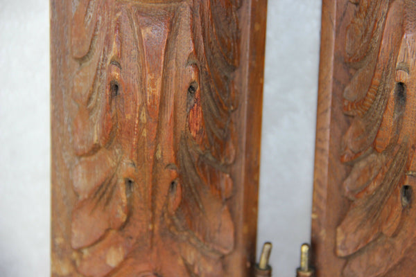 PAIR wood carved figurines from dutch cabinet early 40's