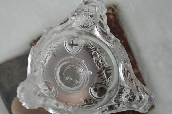Antique French Religious Glass Madonna Crystal prisms candle holder