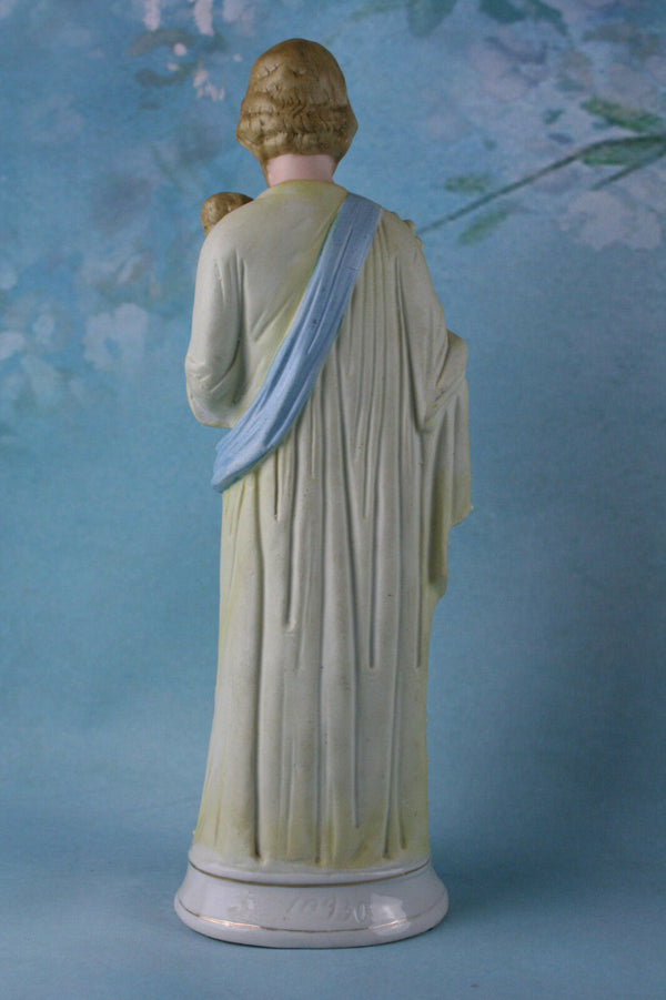 French biscuit figurine Holy Jesus christ with child