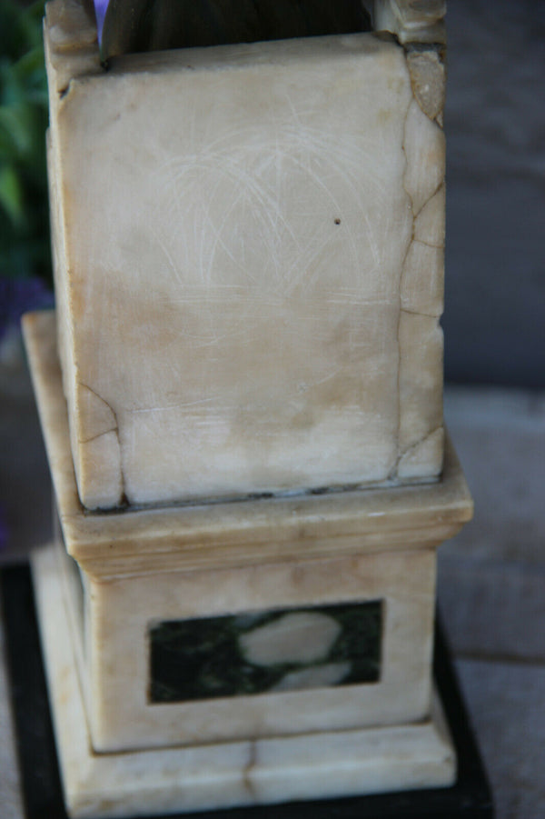 Antique French religious statue saint peter key onyx marble spelter bronze