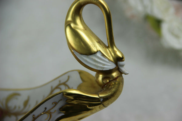 Vintage German Centerpiece bowl romantic victorian swan handles coupe