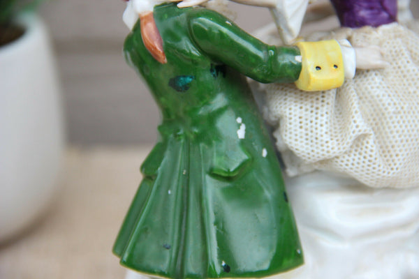 German porcelain lace group figurine romantic marked carl scheidig grafenthal