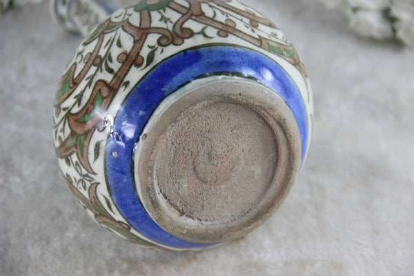 18Thc Persian Islamic Faience Rare Superb Bottle Neck Painted Vase