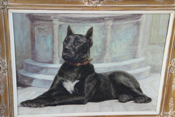 Gorgeous XXL Belgian Georges LANTHIN oil canvas danish dog painting animal