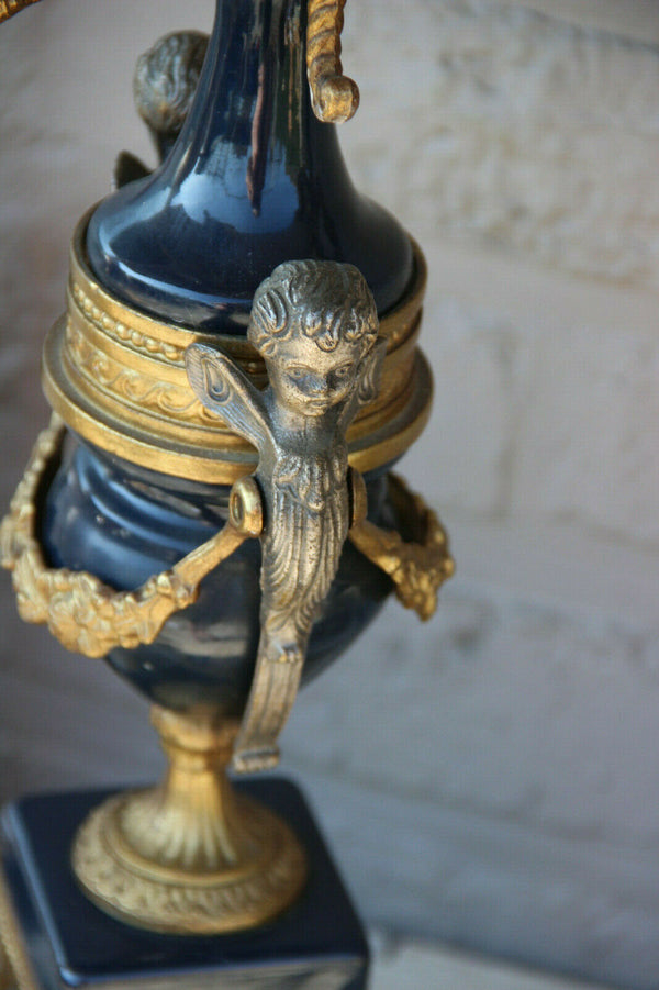 MAjestical PAIR Bronze Putti angels Candelabras candle holders