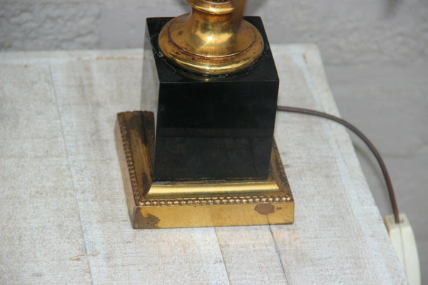 PAIR hollywood regency MAison Jansen Brass palm  leafs table lamps 1970