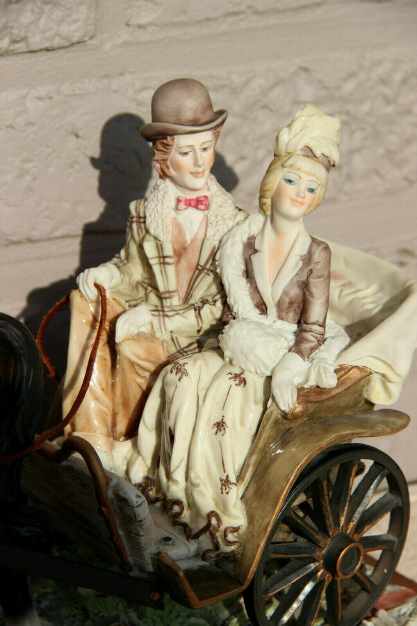 Capodimonte BALCARI marked porcelain romantic coach carriage horse couple