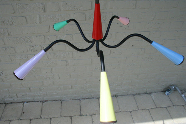 1970 Retro Rockabilly multi coloured spider sputnik chandelier 5 arms