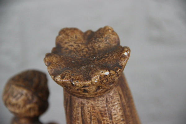 Large antique Chalkware Religious Madonna statue figurine flanders lion symbol