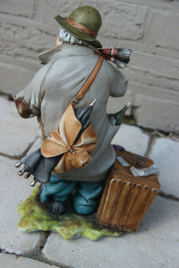 Large Italian capodimonte porcelain statue figurine  man signed Bruno Tyche