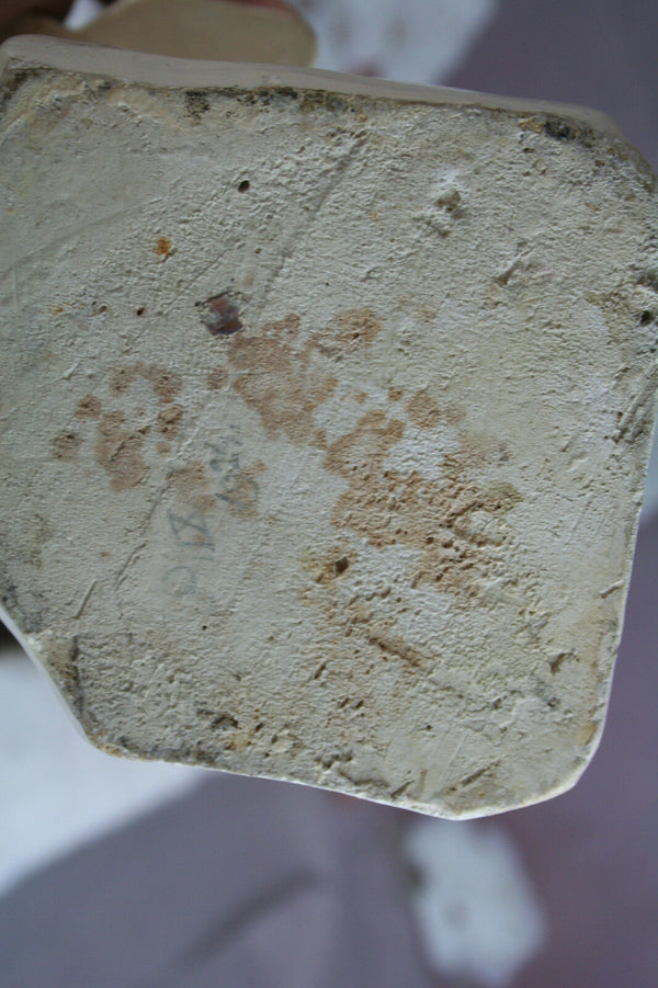 Cute Antique French chalkware girl figurine marked statue