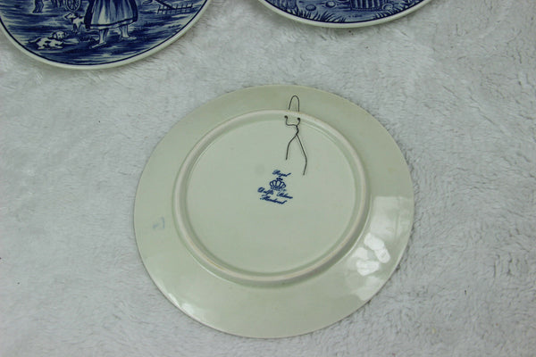 Set 4 DELFT blue white pottery 4 seasons plates wall hanging original box