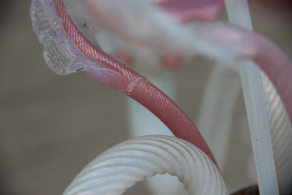 Gorgeous Venetian MURANO handblown pink glass Chandelier 6 arms 1970 Italy