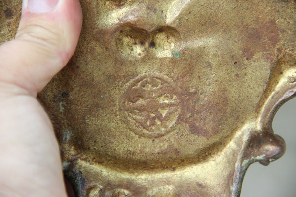 Antique Large French bronze Inkwell art nouveau Satyr devil head gothic dragon