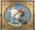 Gorgeous Flemish school Oil canvas painting birds oval framed 1970's flowers