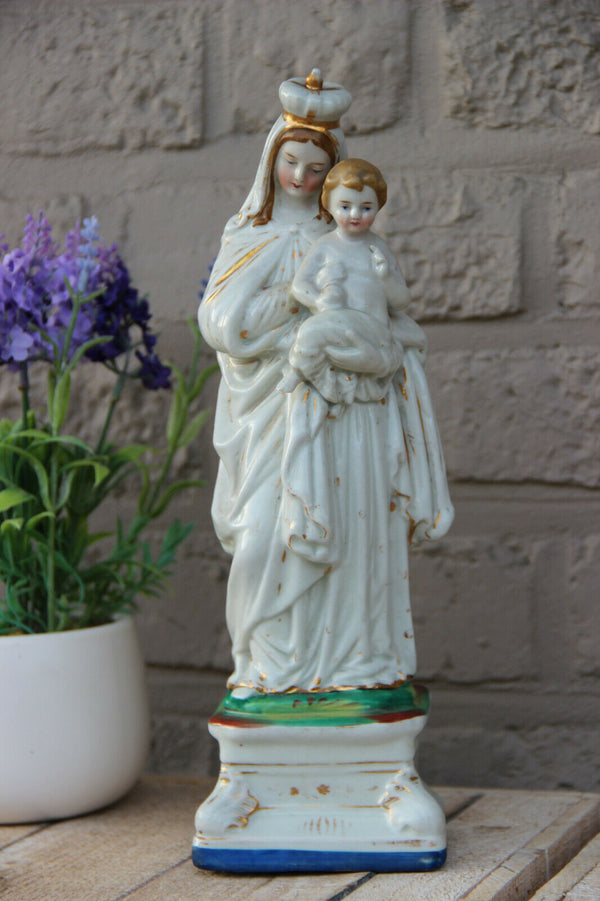 LARGE Antique vieux paris porcelain Madonna religious figurine
