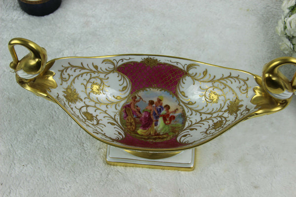 Vintage German Centerpiece bowl romantic victorian swan handles coupe
