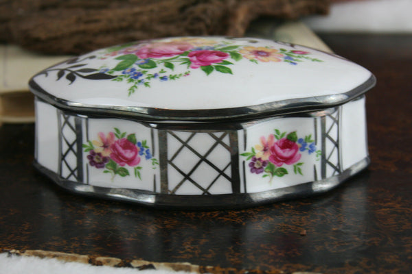 french marked  porcelain bonbonniere candy box floral 1960