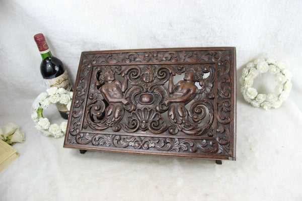 Rare Antique French Wood carved putti bible stand lectern religious church XIX