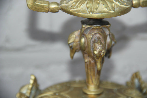 PAIR antique Bronze Empire EAgle satyr lion head special design candle holders