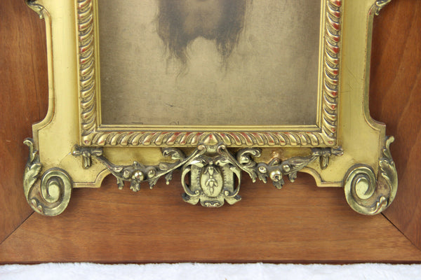 Rare Religious wall wood plaque panel christ portrait