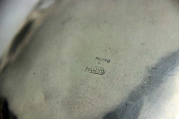 ANTIQUE Italian Centerpiece bowl gothic dragons PELTRO PEWTER metal