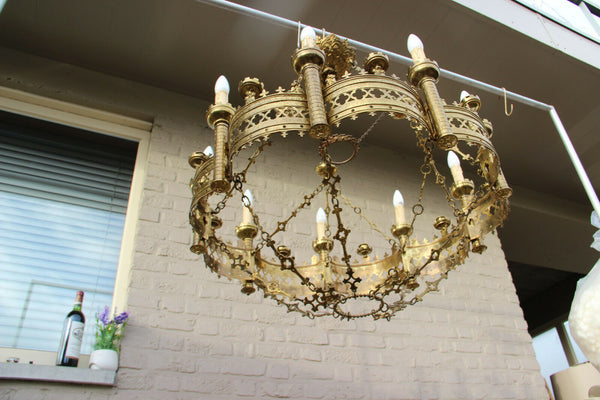 Majestical Antique French Church religious neo gothic chandelier lamps  candles