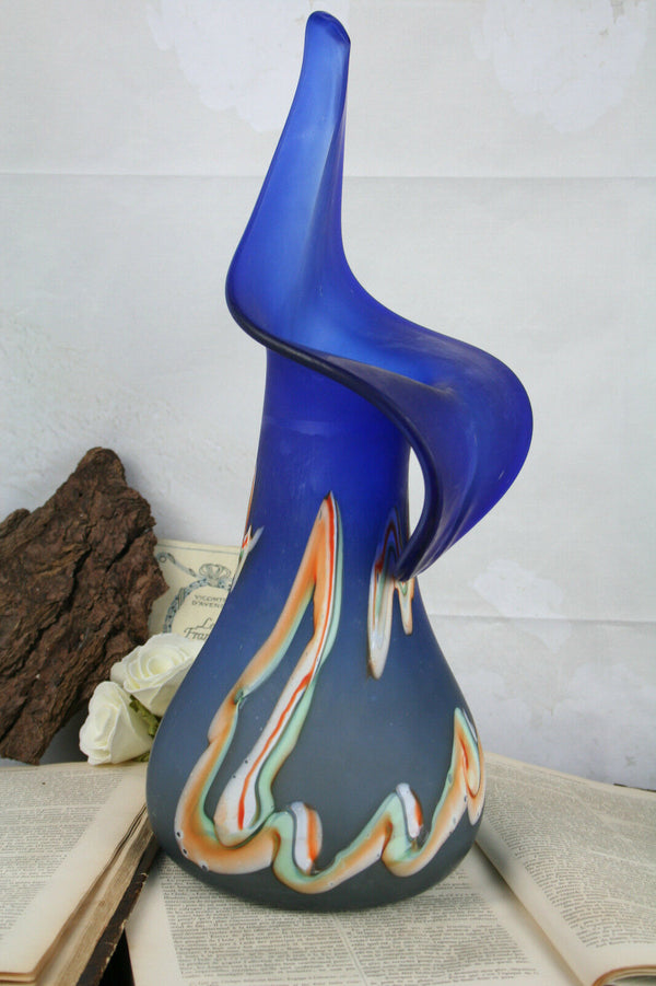 Rare XL ART Murano hand blown GLASS moderniste Multi coloured Vase 1970's