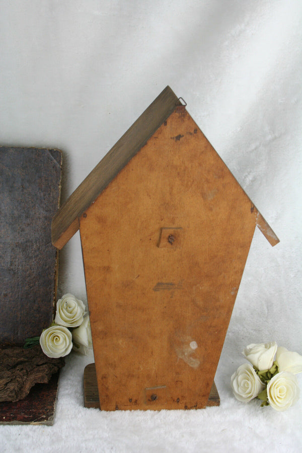 Antique Sacred heart christ spelter regule in a wood chapel religious 1935 franc