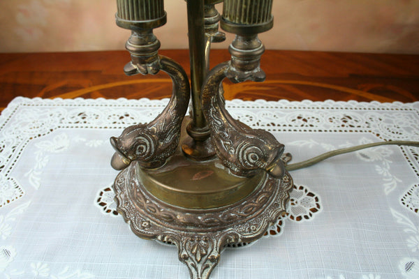 BOUILLOTTE Lamp Empire France Copper 3 lights 3 fish copper shade rare