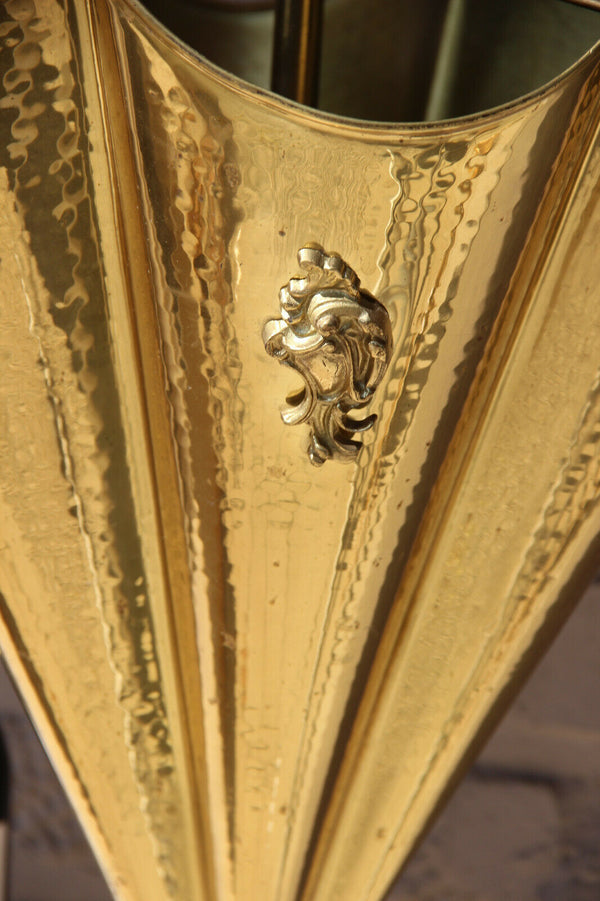 LARGE Mid century 1970 Brass greyhound dog head umbrella stand holder hotel