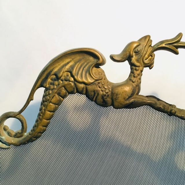 French vintage Japanese Dragons Fireplace screen copper gothic castle  rare