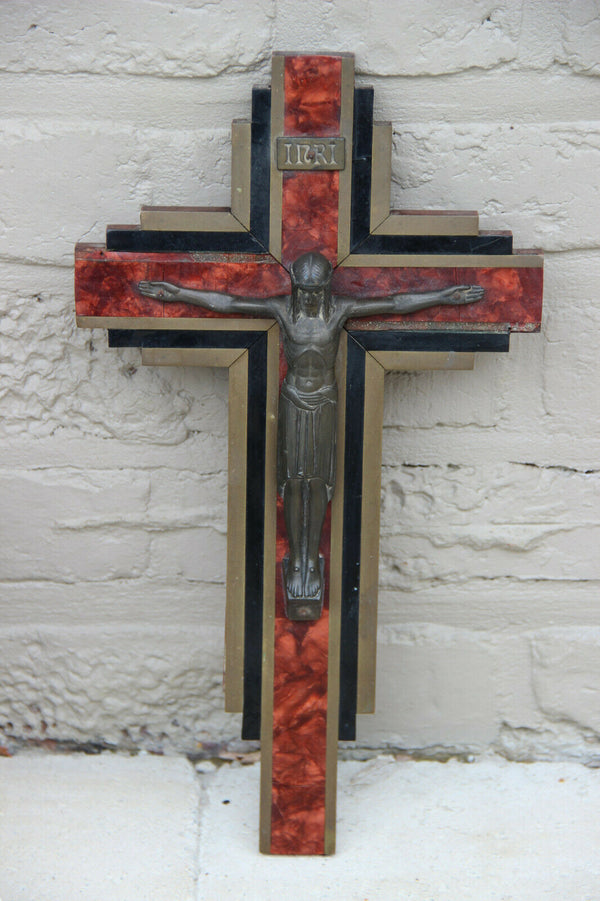Antique French art deco 1930 Crucifix cross christ