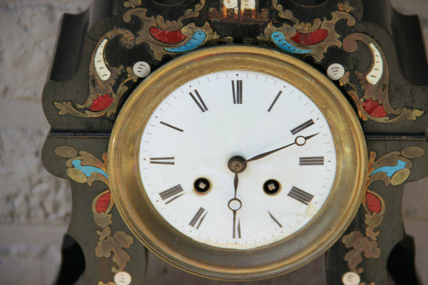 Antique French NAPOLEON III mantel clock inlaid 1880