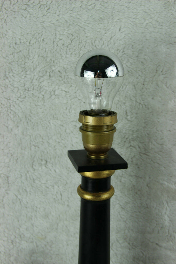 Pair vintage Wood carved empire style 1970 French table desk lamps