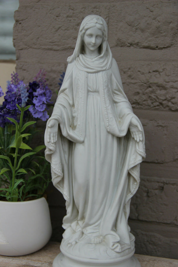 Antique  French Religious porcelain bisque madonna figurine statue snake