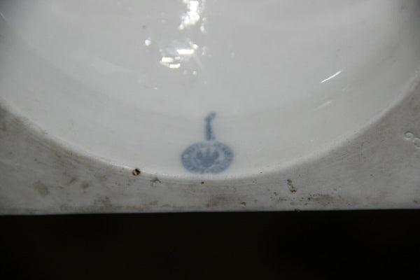 Antique White KPM Berlin white porcelain Dragon Griffon castle gothic Vase mark