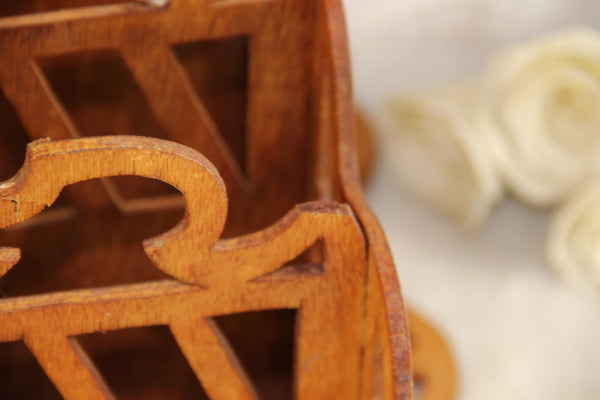 Gorgeous art nouveau design vintage French Wood cut Letter desk holder