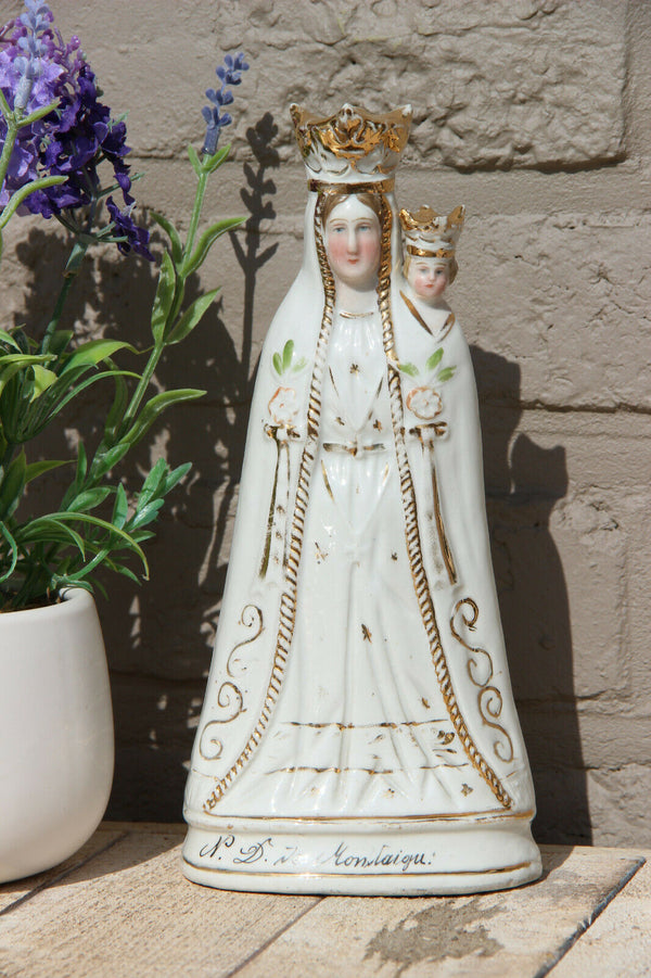 Antique french vieux paris porcelain madonna de Montaigne Statue figurine