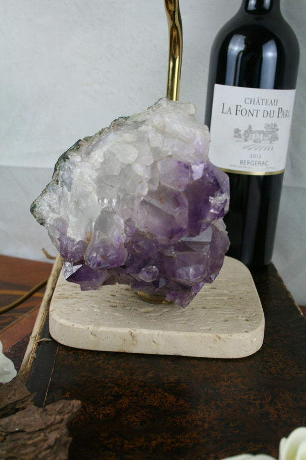 1960's Mid century Table lamp Mineral quartz  amythyst colour