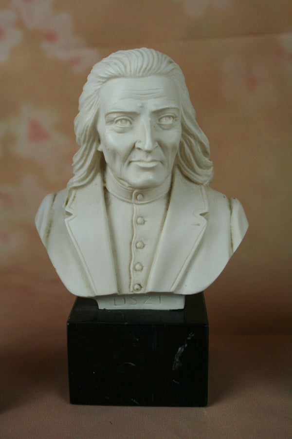 Musicians set Alabaster Resin Busts marble base bach Wagner, Liszt,Straus