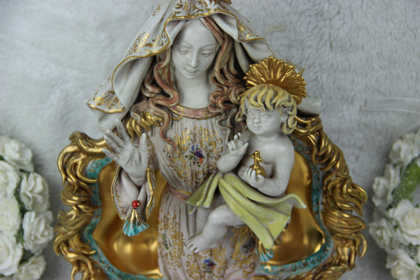 PATTARINO school MAdonna terracotta polychrome statue italian 1950 Religious