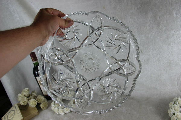 Bohemian Czech EGERMANN crystal glass diamond cut clear serving tray plate cake
