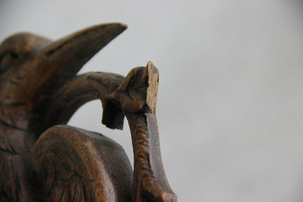 PAIR German black forest wood carved hunting trophy wall plaques 1950