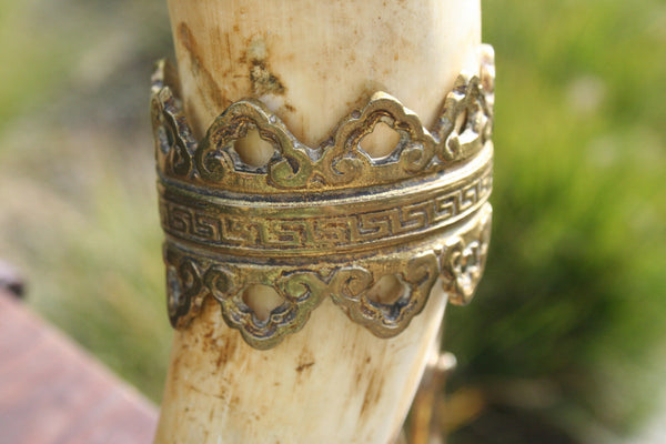 XL Exclusive PAIR Art nouveau 1900 austrian/german Brass Cornucopia horn hunting