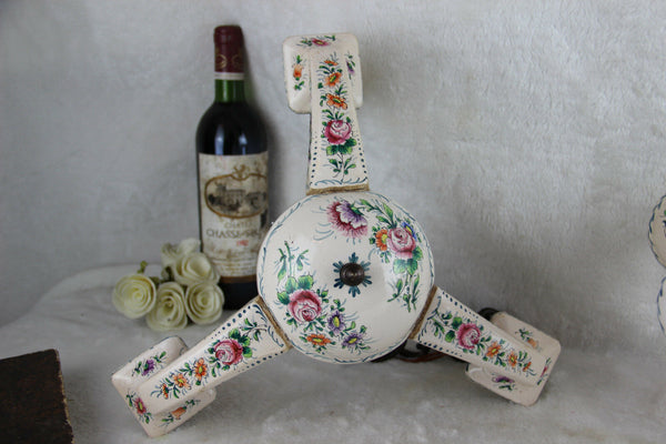 French Faience de Strasbourg Chandelier pendant with pair sconces wall lights