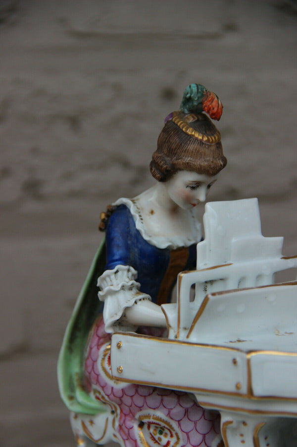 Antique German sax marked porcelain group musicians family